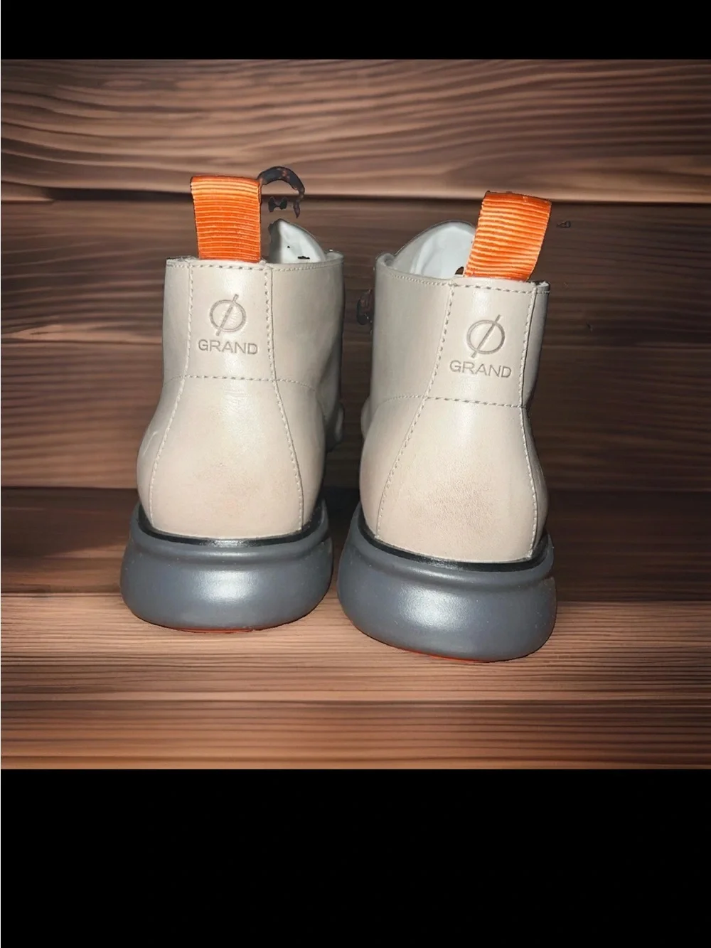 Cole Haan Light Beige Leather Chukka Boots with Black Sole
